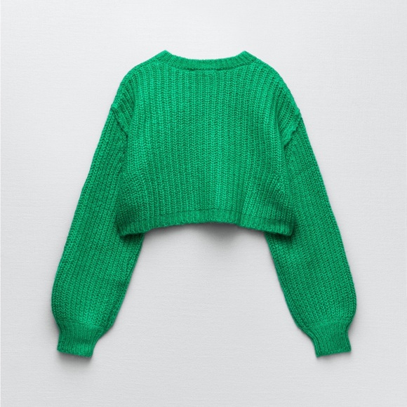 Cropped Knit Green Sweater | Zara - Picture 2 of 6